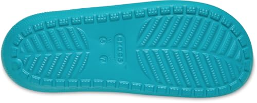 Image of Crocs Unisex Adult Classic Slide Lmd Croslite Slide | 206121-3UH |, Turbo Teal, 7 UK M / 8 UK W (M8W10)