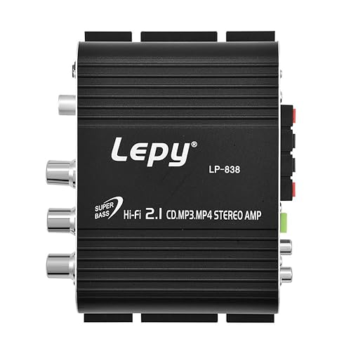 Miniatura 7 de GOWENIC Amplificador estéreo de potencia, amplificador digital Mini HiFi 2.1, 2 canales, 14.4V DC, negro