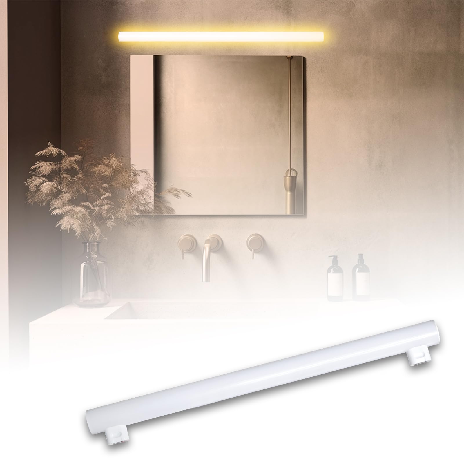 Maxled, Light is Led! S14S LED Light Bulb 12W Warm White 2700K 50cm Length 90W Replacement 1100lm 180º Beam Angle LED Tube Lights Bulb Make-up Mirror Light