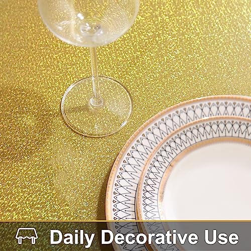 Spotjoy Sequin Rectangle Tablecloth 60 X 84 Inch, Sparkle Glitter Table Cloth For Parties, Decorative Shiny Tablecloths For Wedding Birthday Banquet, Gold #TOP4