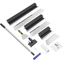DYNAMI Drywall Skimming Blade Set with Case,Stainless Steel Drywall Knife Set with 11.8",19.7",31.5" 3 Sizes Skimming Blades + 34"-77" Extension Handle Pole, for Finishing,Leveling of Paint and Putty