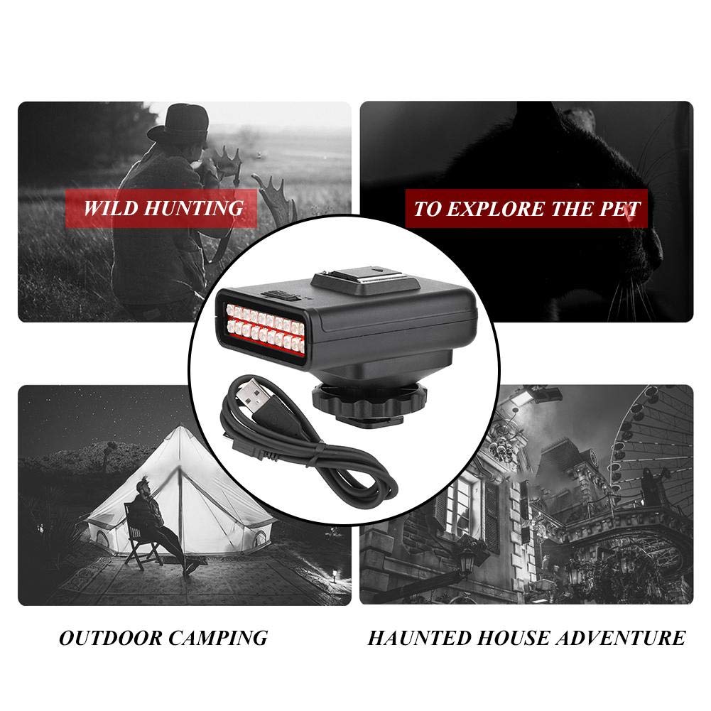 Kamera-Infrarot-Nachtsicht, tragbare LN-3 IR-Nacht-LED-Licht 20PCS Lampen, USB wiederaufladbare einstellbare Illuminator Ersatz, für Indoor Outdoor Fotografie Beleuchtung Zubehör
