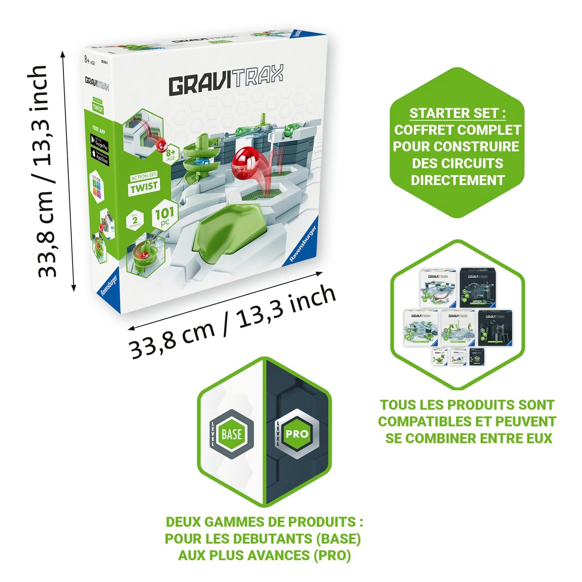 Ravensburger GraviTrax Starter Set – Circuit de Billes 101 Pièces avec Trampoline et Spirale – Jeu de Construction STEM – Piste à Billes Créative et Évolutive – Dès 8 Ans – Version Française