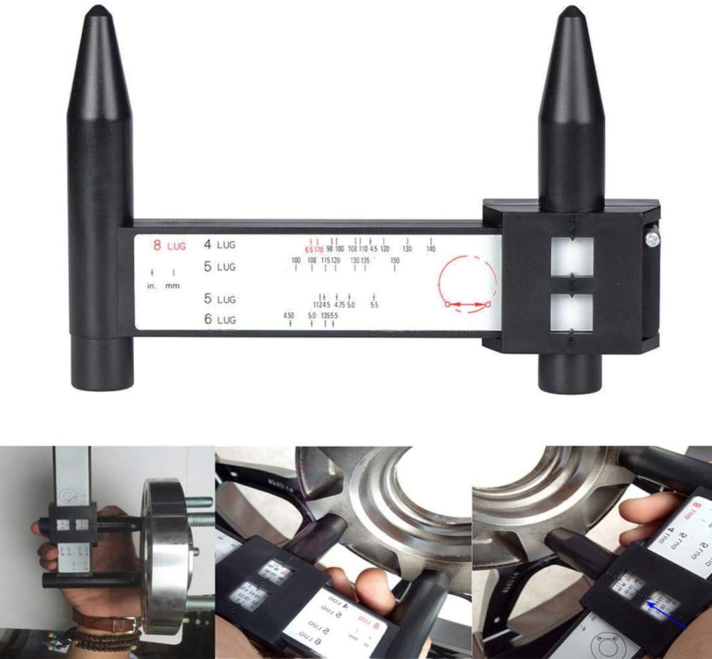 Dicrey PCD Gauge Ruler Measuring Wheel Bolt Pattern Measuring Tool with 4 5 6 8 Lugs Tools