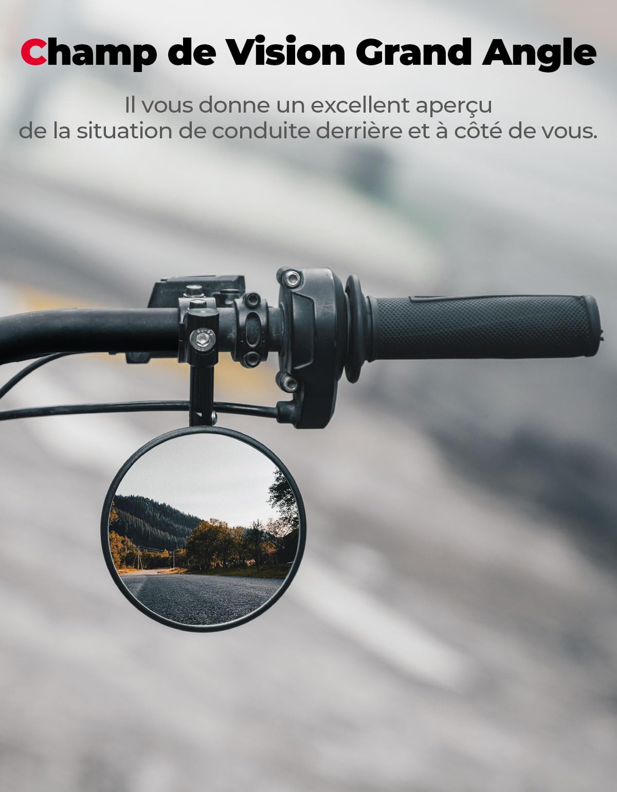 KEMIMOTO Lot de 2 Pièce Rétroviseurs Moto, Homologués E24, Rétroviseur Ronds avec Fixations, Compatibles avec Scooters, VTT, MT07, Z750, CB125R