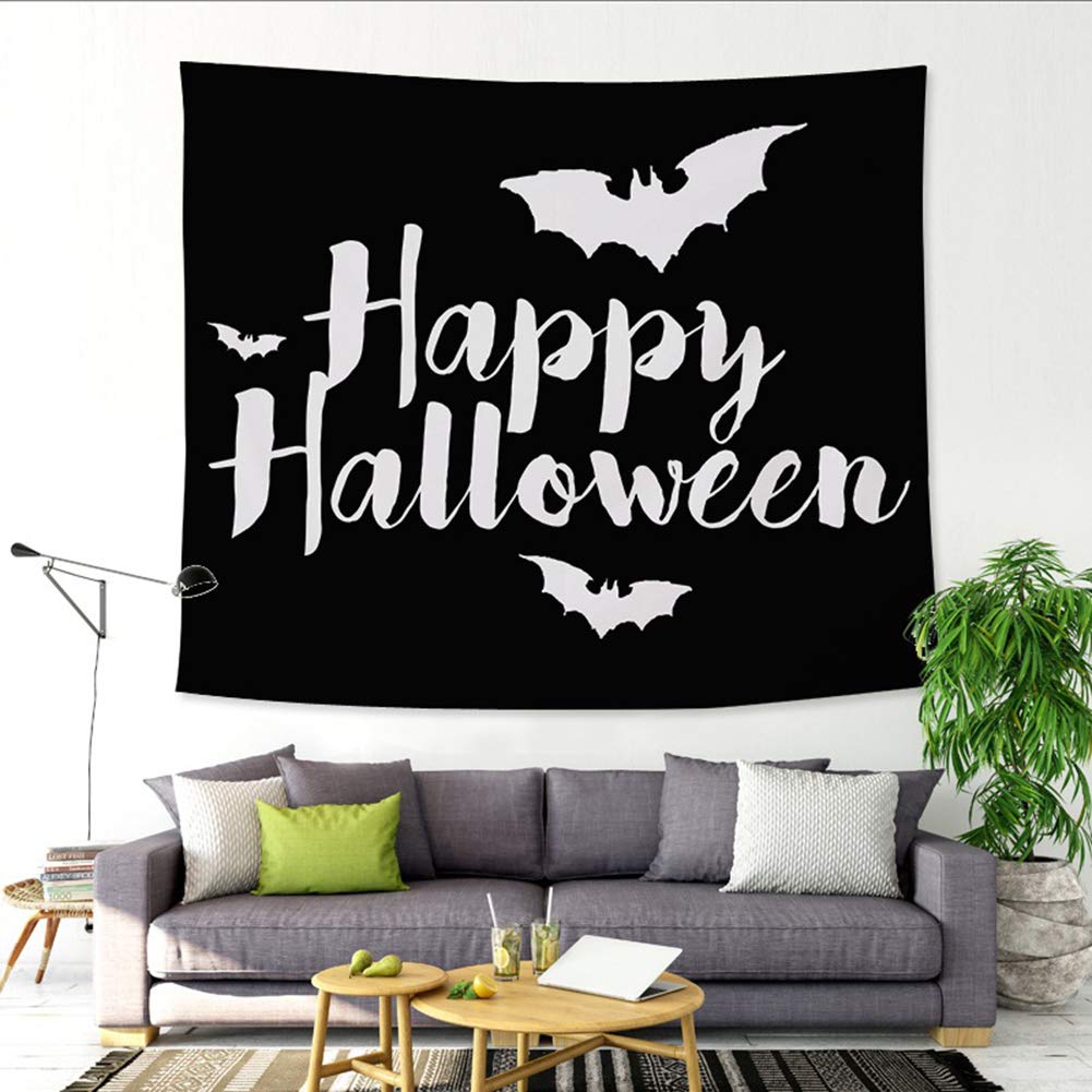 Tapisserie Halloween citrouille et château pour décoration murale de fête 150x100cm