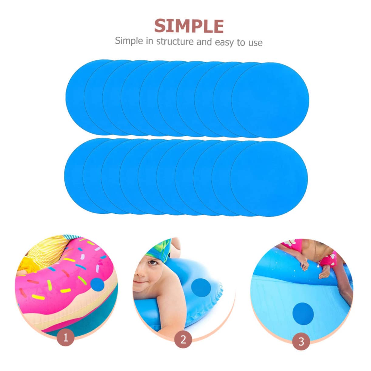Sosoport Kit De 5 Cintas De Reparación para Piscinas Inflables Parches Adhesivos para Botes Inflables 20 Unidades X 5