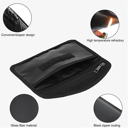 Miniatura 3 de Joyzan Bolsa de dinero a prueba de fuego, documento pequeña cartera sobre almacenamiento en efectivo a prueba de fuego resistente al fuego