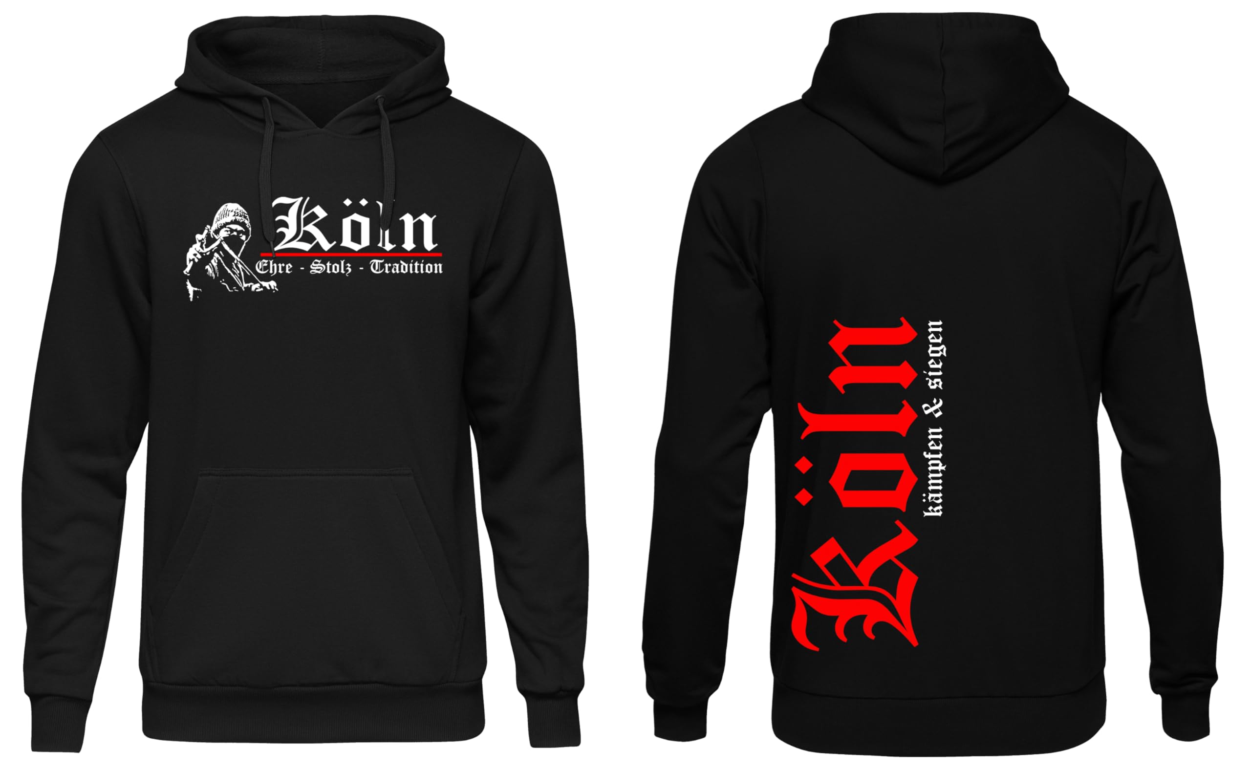 UGLYSHIRT Köln Ehre und Stolz Herren Kapuzenpullover | Cologne Hoodie Sport Fussball Fanartikel Ultra Skyline Südkurve Pullover | M1