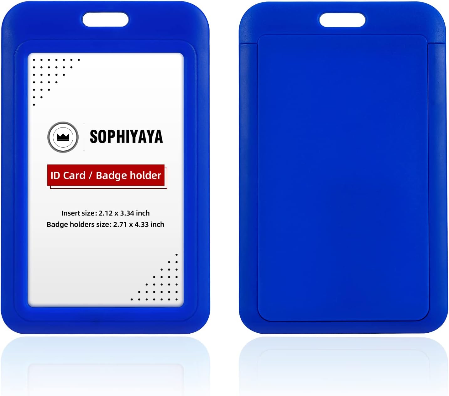 2 Pack Sliding ID Badge Holder Hard Plastic Key Card Work