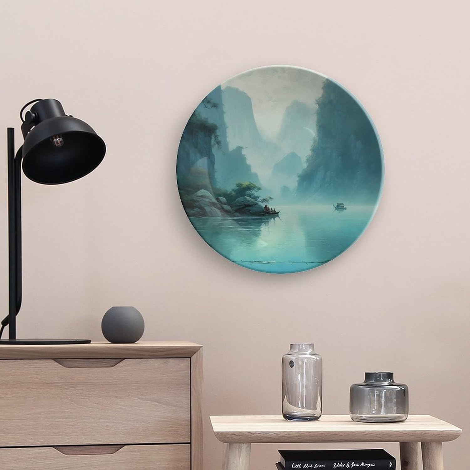 Bone China Decorative Plates Country Life Pictures Ceramic Decorative Plate Wall Decor with Display Stand Ceramic Ornaments for Wall Hanging Decoration