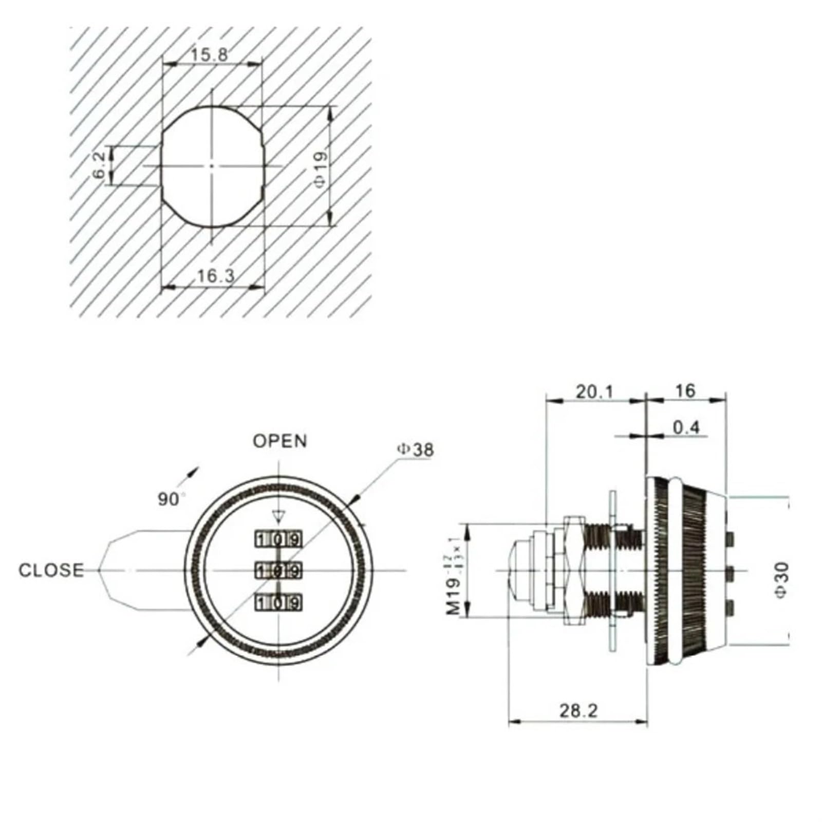 Cerradura de combinación de 3 dígitos para buzón, cerradura giratoria de 7/8 pulgadas para gabinete, cajón, buzón, puerta de armario, cerradura de seguridad para el hogar, 1 unidad (plata H 20 mm)