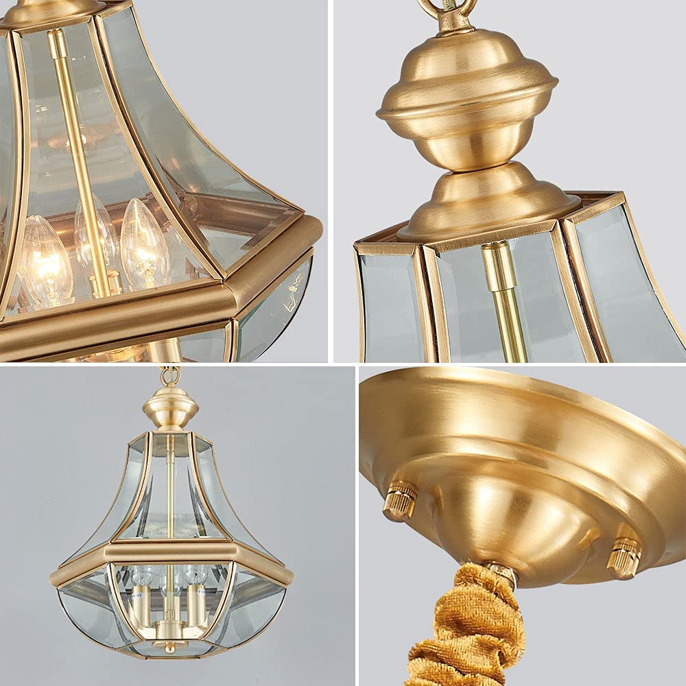 Lámpara colgante Exterior Impermeable IP44, lámpara colgante de cobre externa E14, 3 Luces, Luz de techo antioxidante, luminaria suspendida, iluminación de pabellón y Sala de sol.