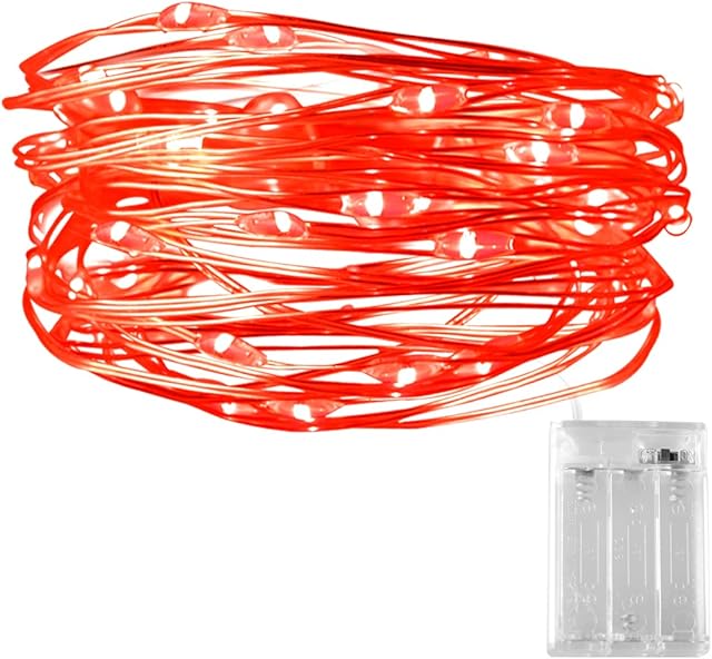 Red Fairy Lights, Dalugo 3M/10FT 30 LED Battery Operated Valentines Fairy Lights for Valentines Decorations, Wedding Anniversary, Party, Halloween, Christmas