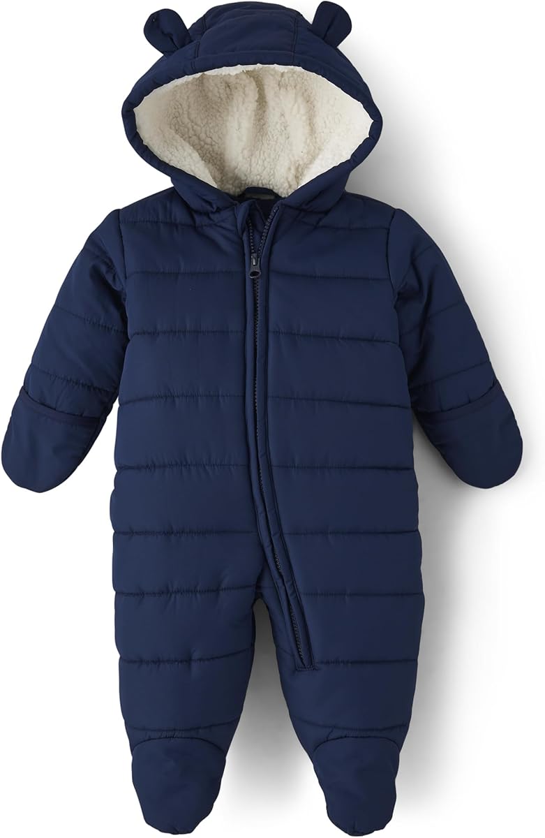 The Children's Place unisex-baby And Newborn Fleece Hoodie Zip Front Bunting Snowsuit