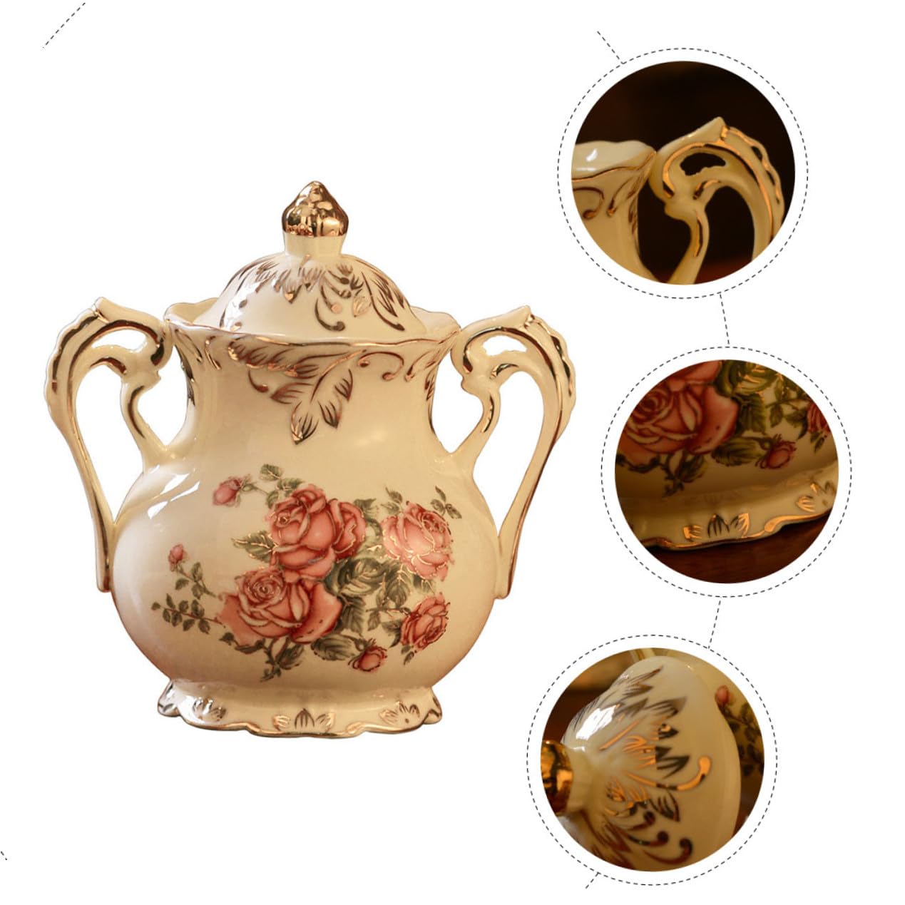 LIFKOME Tarro y Almacenamiento Práctico de Caramelos para Dulces Tapa de Cerámica Elegante y Creativo, Adecuado para Decoración del Hogar