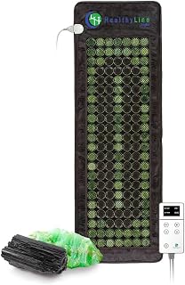 HealthyLine Far Infrared Heating Pad with Jade & Tourmaline - Large 72x24 Weighted Mat for Back Neck Shoulder Pain Relief