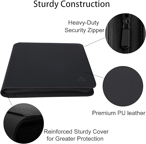 Miniatura 5 de Carpeta de tarjetas de 12 bolsillos con más de 800 bolsillos para tarjetas con funda, bolsillos grandes sin anillo, bolsillos laterales de carga