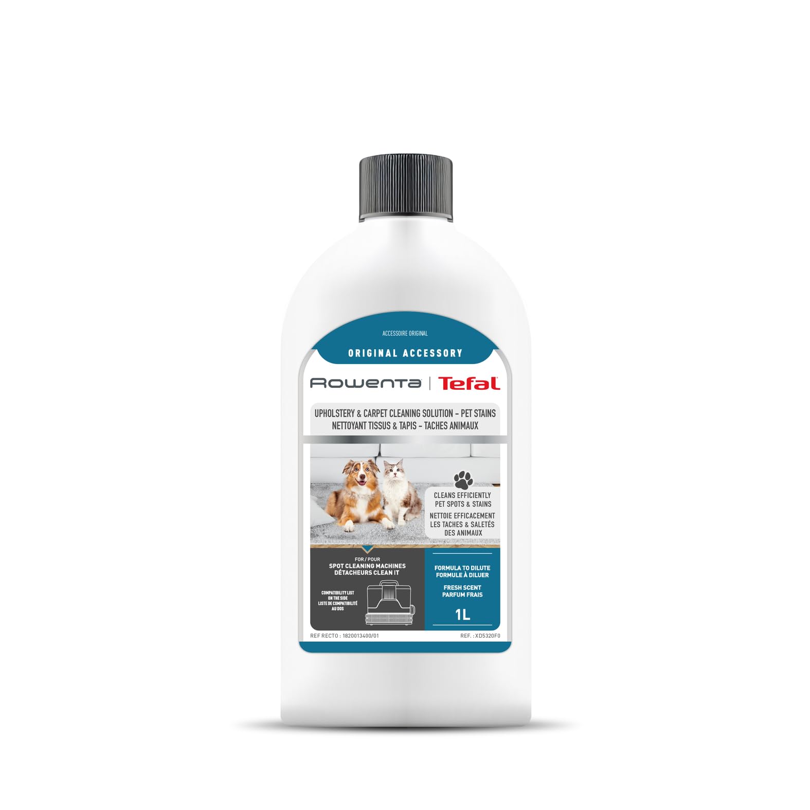 Rowenta Clean It Solution Roztwór do czyszczenia tkanin i plam zwierzęcych do tkanin i dywanów - 1L XD5320F0