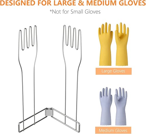 Miniatura 3 de KORRTFID Soporte para guantes de cocina, guantero de acero inoxidable, soporte vertical de cocina para guantes, estante de drenaje multiusos para