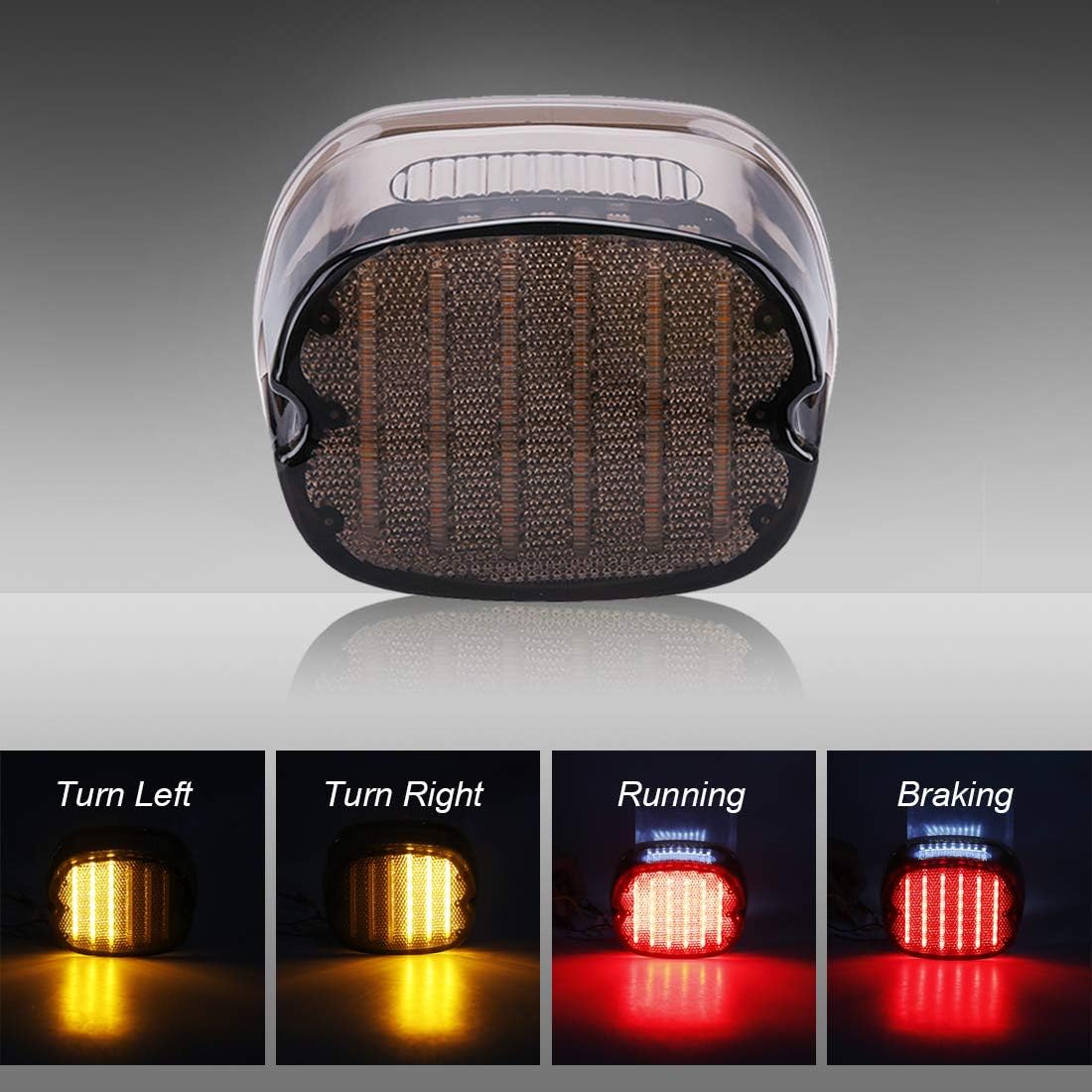 BORDAN LED Smoked Tail Light Plug & Play Brake Turn Signal Lights for 2002-2017 FXST Models Sportster 1200 Dyna Smoke Lens Lay Down Style