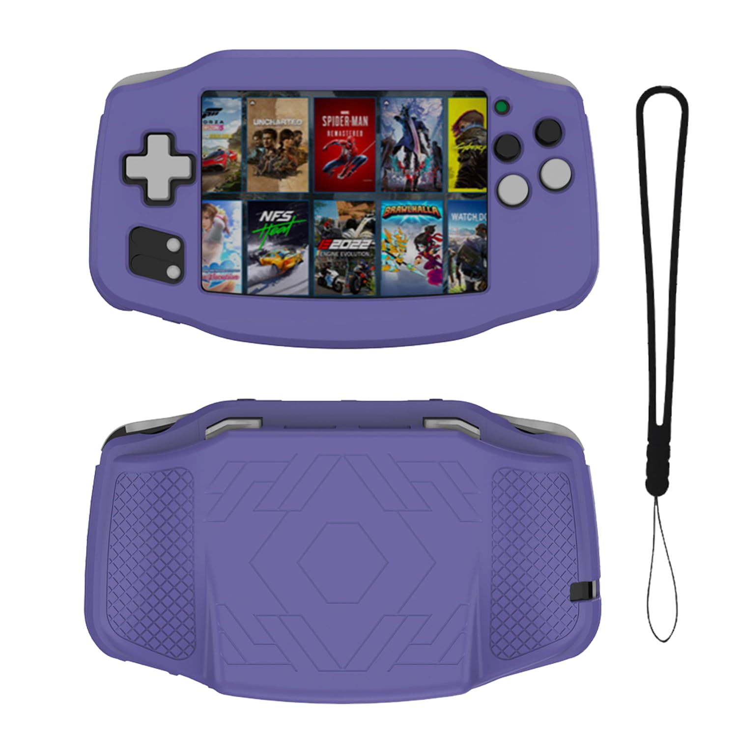 NOUKAJU Case for ANBERNIC RG 34XX Handheld Game Console, Retro Game Console Case with Lanyard,Anti-Drop, Anti-Scratch,Shockproof,Silicone Protective Cover for RG 34XX Handheld Game Console(Purple)