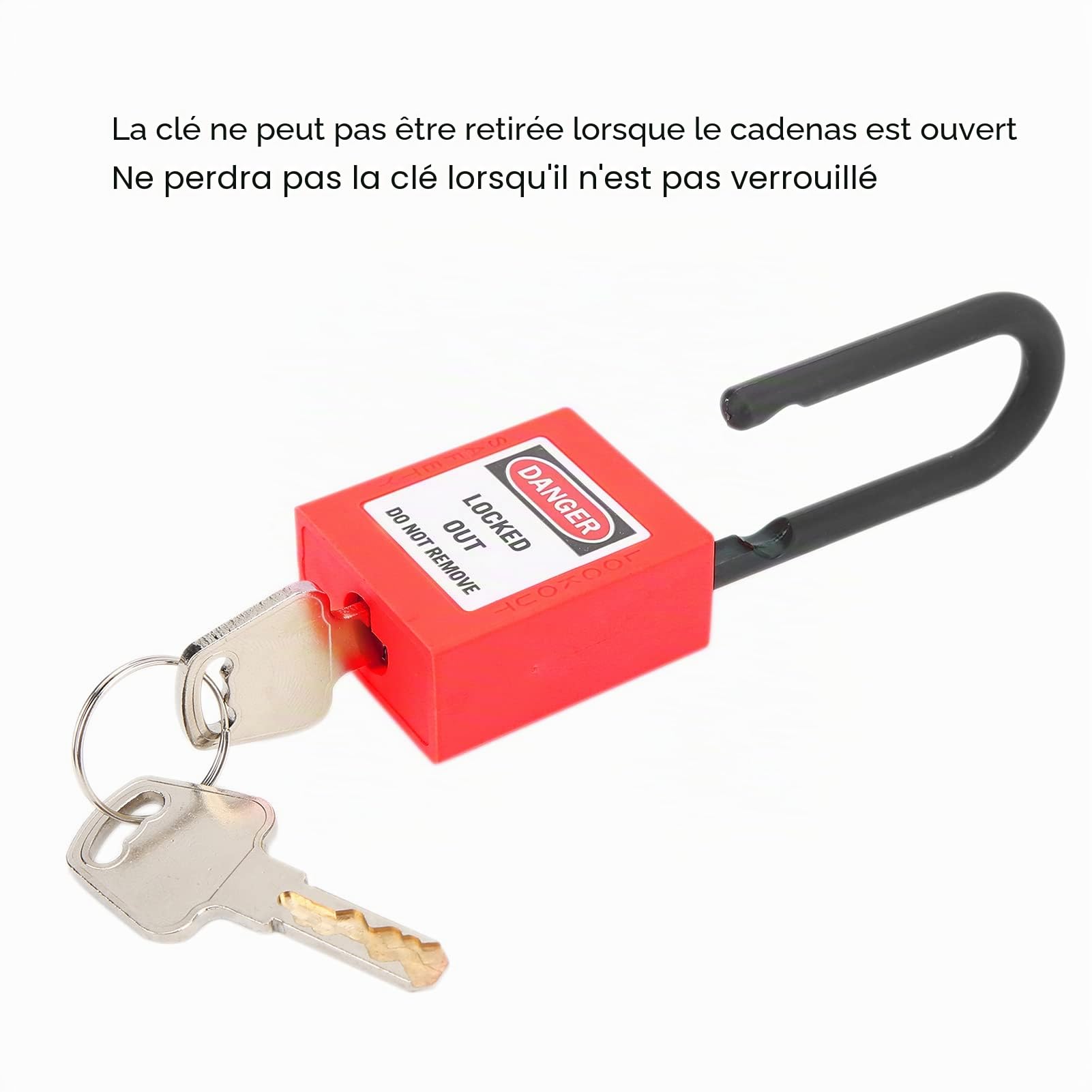 FILFEEL Verrou de Consignation, Cadenas de Sécurité en Nylon 38 Mm pour Site Industriel, Ensemble de Cadenas de Sécurité avec 2 Clés par Serrure, 10 Ensembles(Rouge)