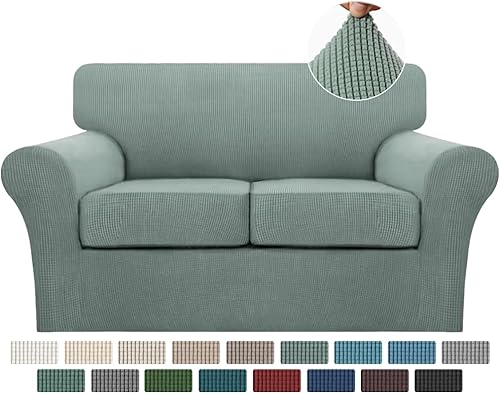 Miniatura 49 de Turquoize Fundas de sofá de 4 piezas para sofá de 3 cojines, funda de sofá suave para perros, fundas de sofá lavables con 3 fundas de cojín Biscotti