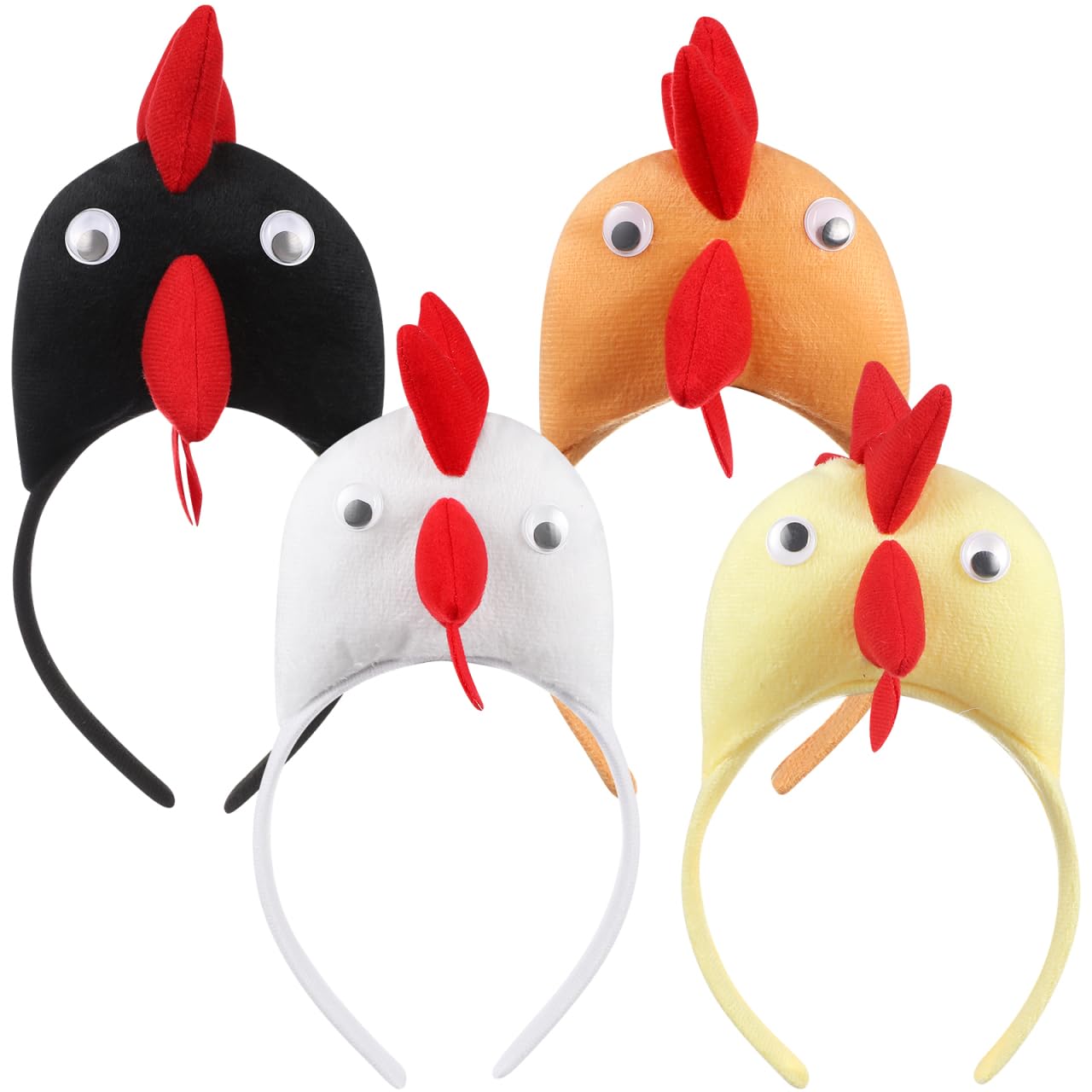 VICASKY Hallowee Chicken Costume Crown Hat Adult Mask 4PCS Headband Easter Rooster Animal Hair Hoop Plush Animals Fancy Dress Creative Festival Headwear Masquerade Parties Comfortable Festival - Image 3