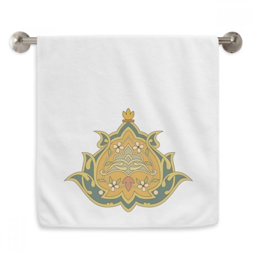 Serviette baroque fleur motif parallèle coloré sur grand essuie-mains blanc