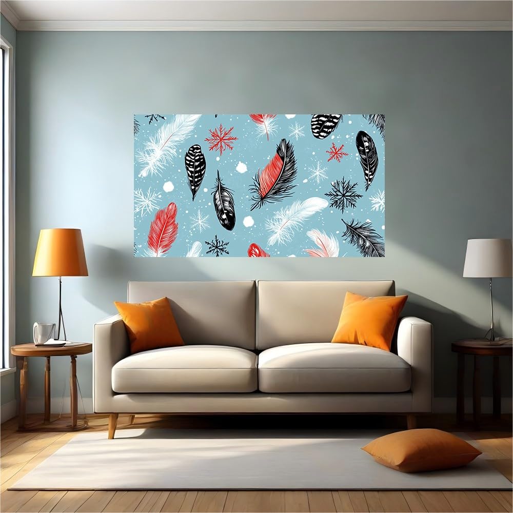 Calcomanías de pared plumas y copos de nieve autoadhesivas de vinilo decorativo 120l x 80an cm
