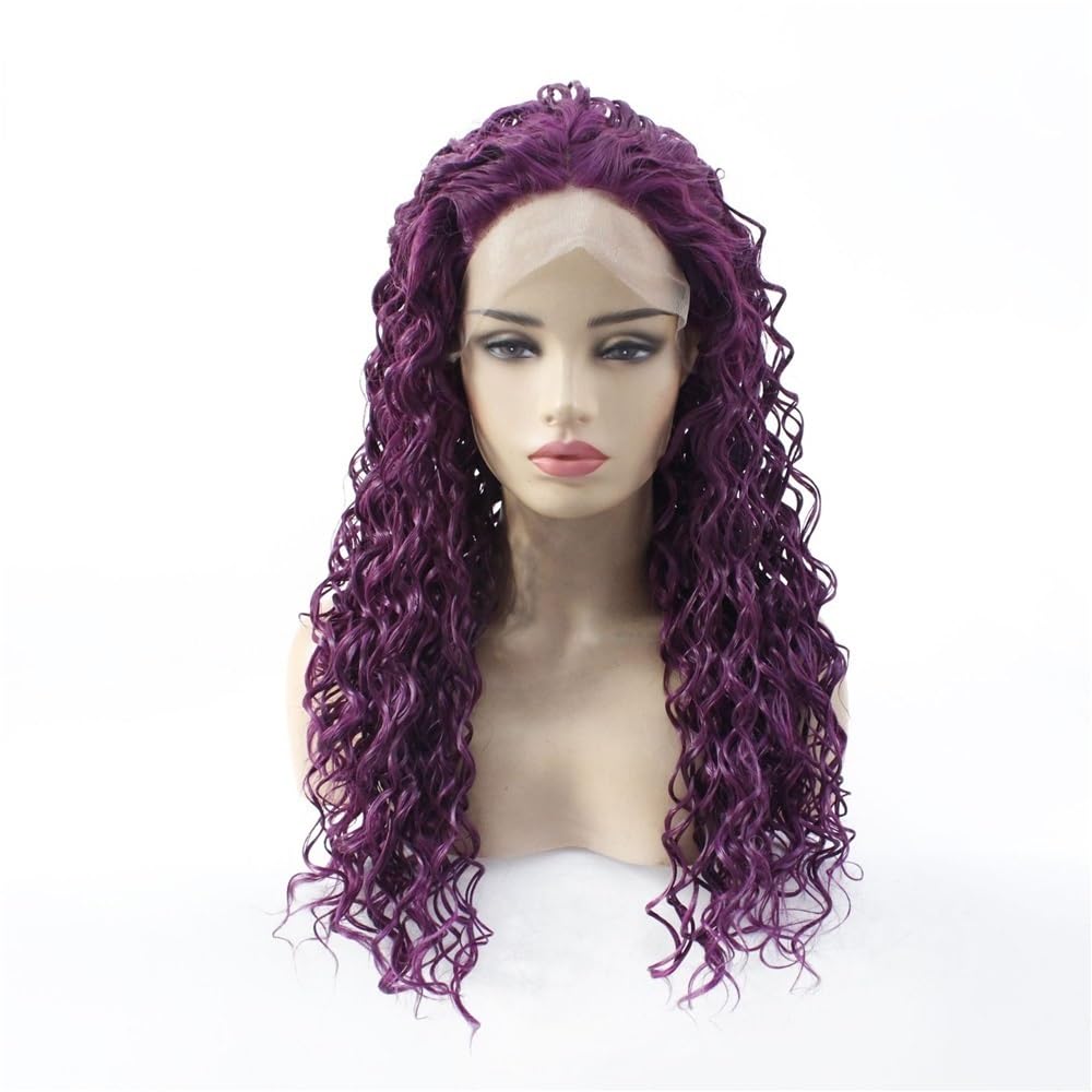 xiuling4568 Purple Synthetic Lace Front Wigs，Loose Wave Heat Resistant Natural Hairline Fiber Hair Glueless Wigs for Women Hairs Extensions(24inch)