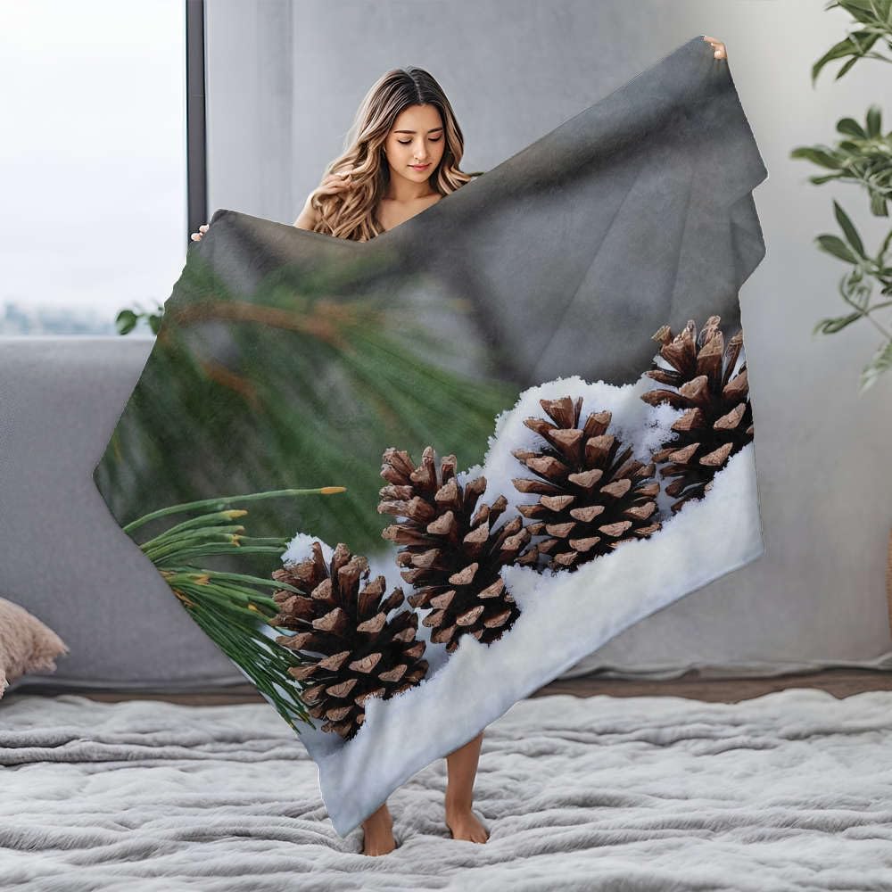 Couverture en flanelle pour bébé plaid lit 150 x 200 cm motif nature hiver
