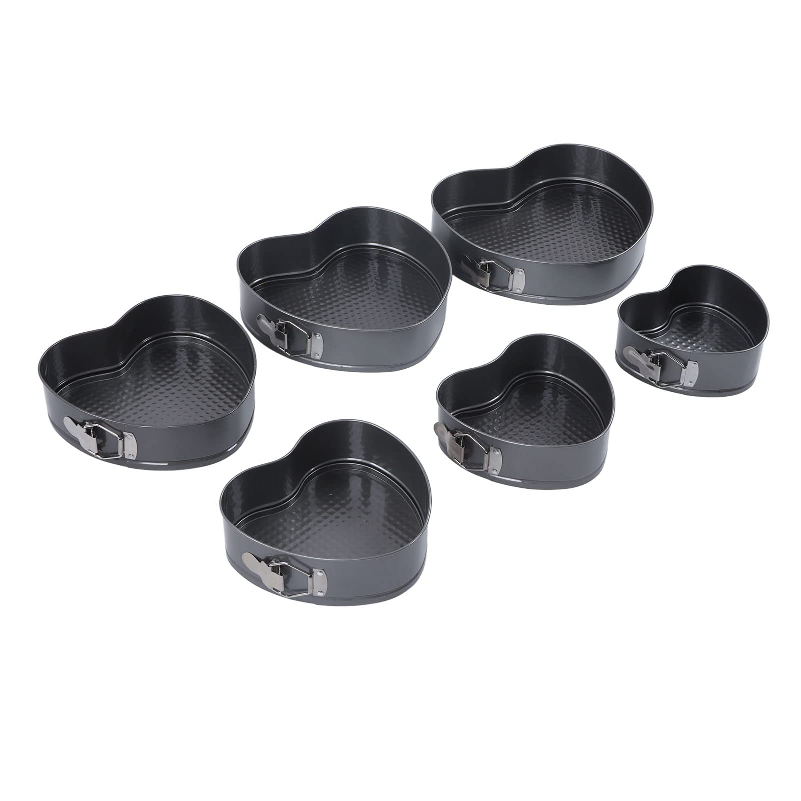 Omabeta Herzförmige Springform, 6-teiliges Set, Ideal Zum Mousse-Quiche-Backen, aus Antihaftbeschichtetem Edelstahl