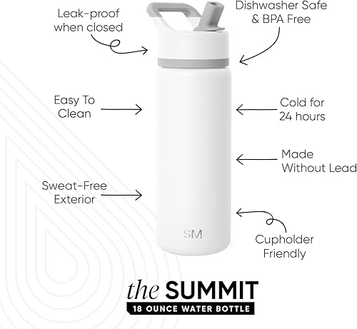 Miniatura 2 de Simple Modern botella de agua reutilizable con tapa con pajilla, para niños, termo de acero inoxidable con aislamiento al vacío, para la escuela,