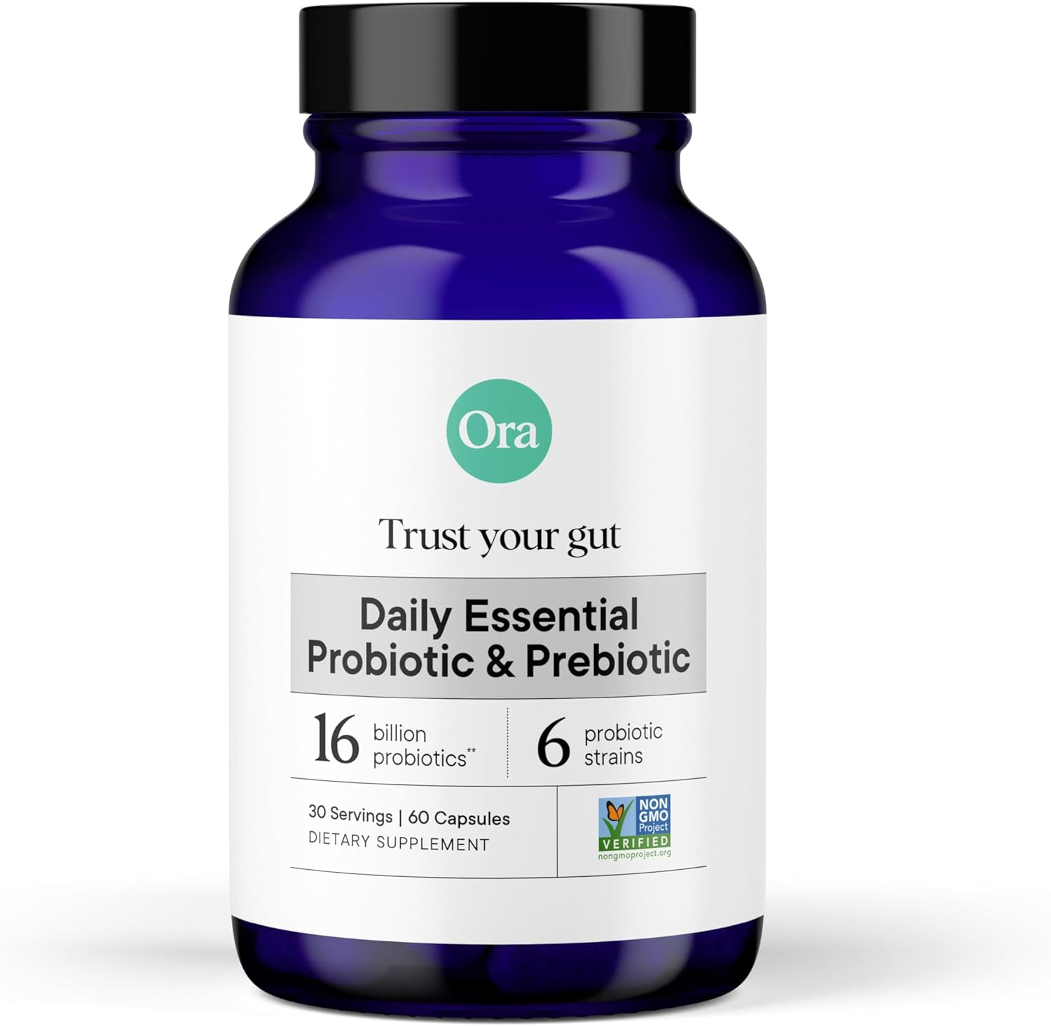 Ora Organic Probiotics with Prebiotics for Digestive Health 16 Billion CFU – Trust Your Gut – Strains – Acidophilus Lactobacillus Breve Bifidum Lactis