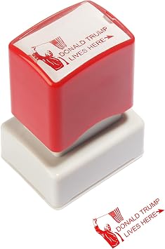 Donald Trump Lives Here Rubber Stamp, Self-Inking Stamps for Office Supplies, Pre Inked Desk Stamper for Home or Office - Red Ink