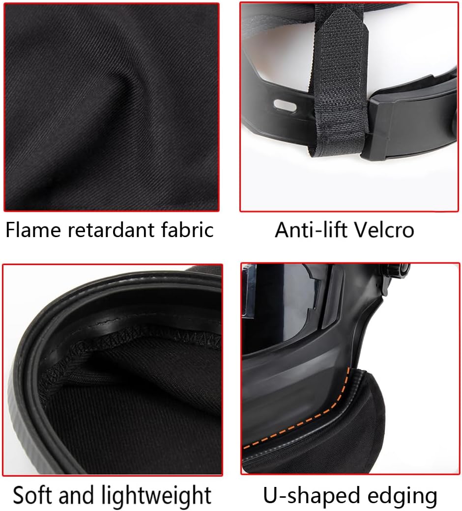 2 Piece Welding Helmet FR Cotton Front Bib & Rear Extended Hood Set with Press-In Seal, Full Protection, Fits Most Welding Helmets, Compatible with Lincoln Welding Helmet and Most Welding Helmets