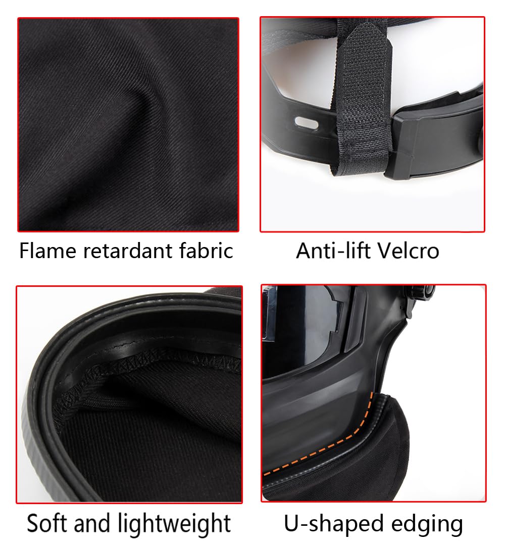 2 Piece Welding Helmet FR Cotton Front Bib & Rear Extended Hood Set including Press-in Seal, Full Protection - Image 3