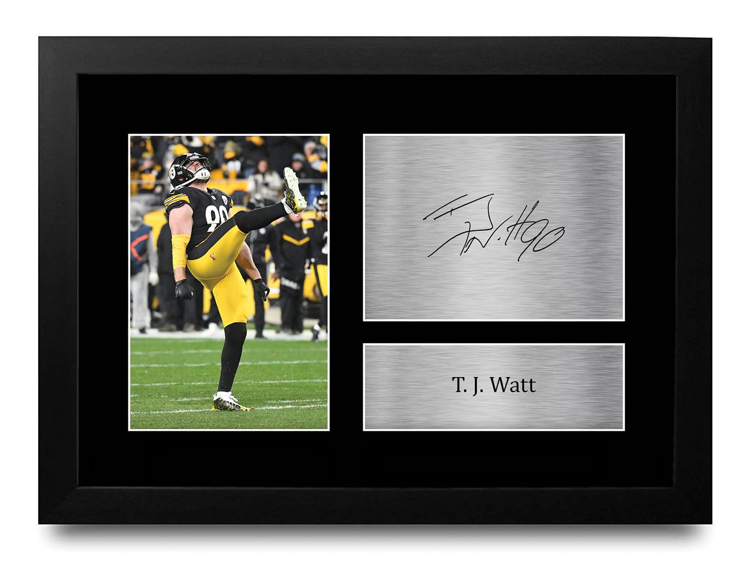 HWC Trading T. J. Watt Pittsburgh Steelers Gifts Printed Signed Autograph Picture for NFL American Rules Football Memorabilia Fans - A4 Framed-picture-21