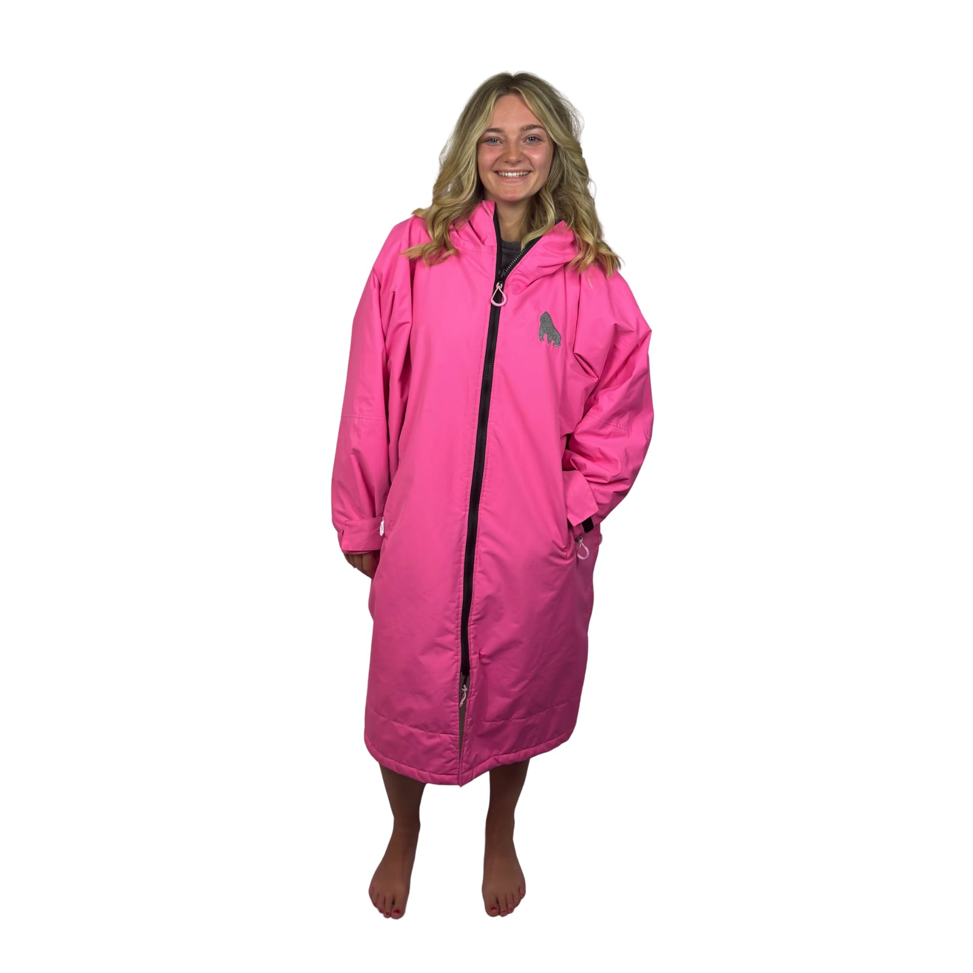 Gorilla Robes Waterproof Changing Robe | Long Sleeve Full-Zip Poncho with Sherpa Fleece Lining, 4 Pockets & Side Zips | Windproof & Oversized for Wild Swimming, Surfing, Camping & Outdoor Sports