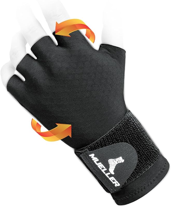 Mueller Sports Medicine Compression Glove for Men and Women, Hand & Wrist Pain Relief Support, Ideal for Carpal Tunnel, Arthritis, Fits Right or Left, Black, One Size