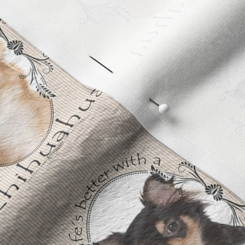 Spoonflower Fabric - Chihuahua, Dog, Pet, Animal, Tri Color, Buff, Fawn, Puppy, Rescue, Toy Printed on Minky Fabric by The Yard - Sewing Baby Blankets Quilt Backing Plush