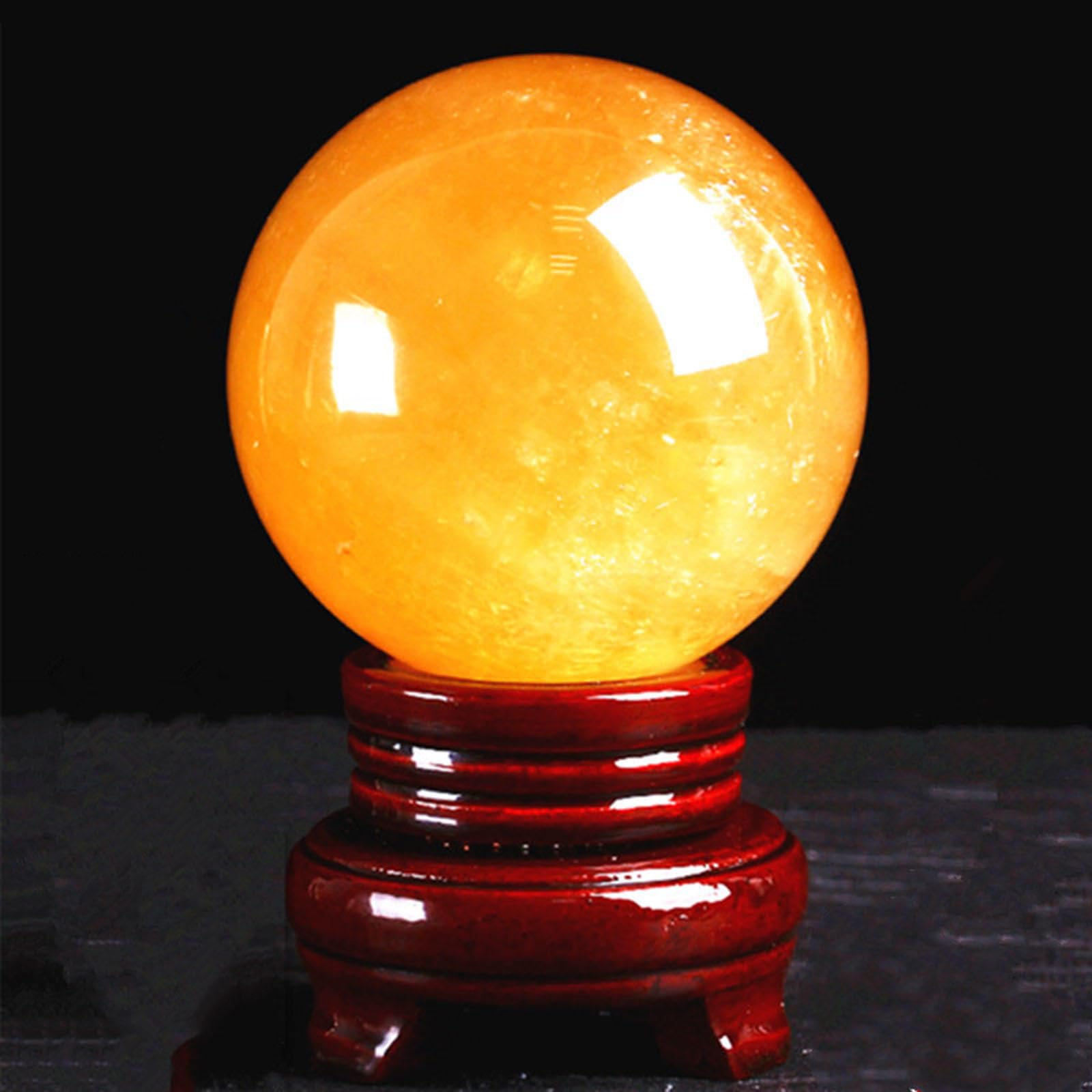 Bola de Piedra Preciosa de Citrino Natural, Bola de Cristal de Meditación Curativa, Esfera Pulida Hecha a Mano, Figura de Escultura de Cristal con Soporte, Suministros de Decoración de Cristal,120mm