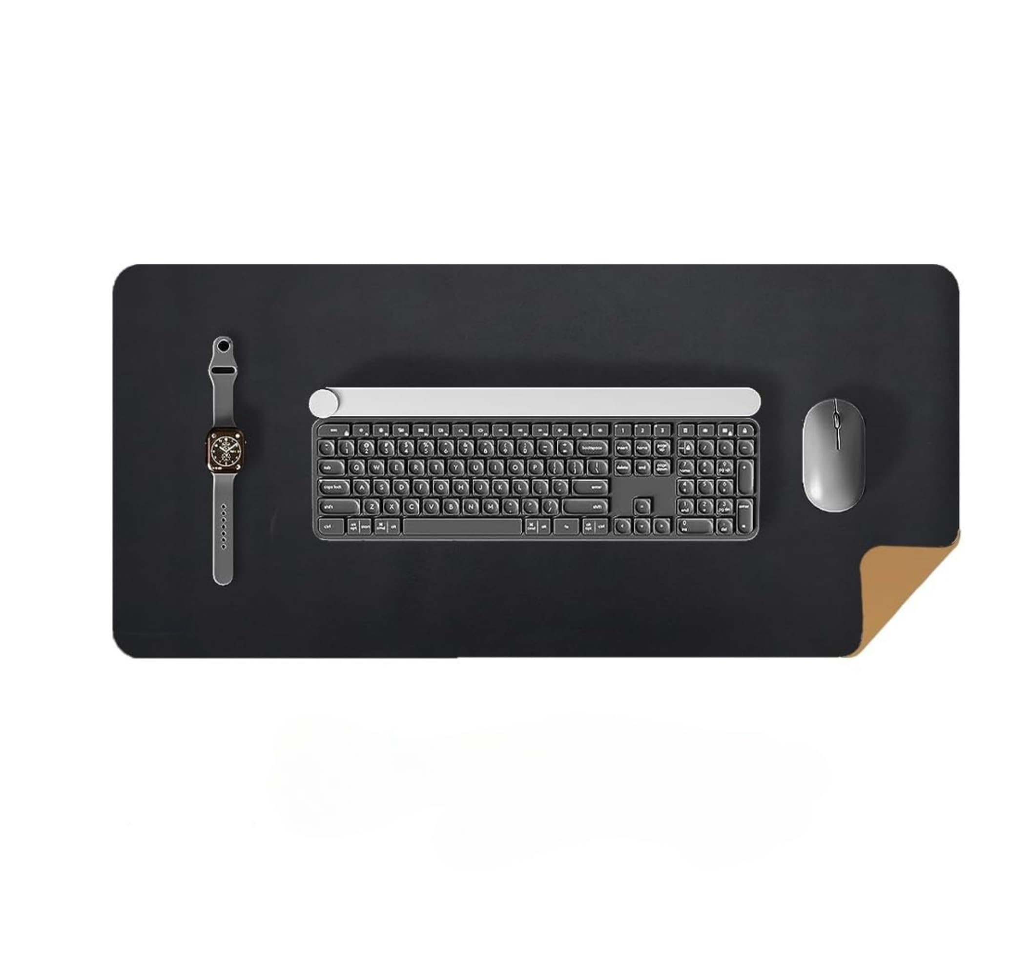 oivo india pu vegan leather mouse pad, non-slip, anti-skid, reversible use, single color, splash-proof suitable for gaming, computer, laptop, home & office (60cm x 30cm brown black)