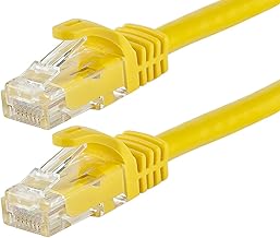 Monoprice Cat5e Ethernet Patch Cable - 10 feet - Yellow | Snagless RJ45, Stranded, 350Mhz, UTP, Pure Bare Copper Wire, 24AWG - Flexboot Series