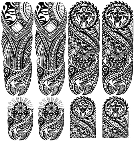 LEOARS Tribal Totem Sleeve Tattoos, 4-Sheet Large Full Arm Sleeve Tattoos and 4-Sheet Fake Half Arm Totem Tattoos for Men Women Makeup