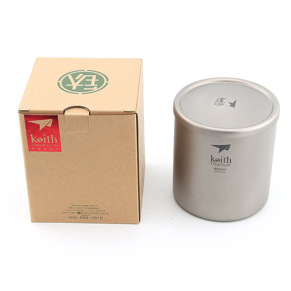 Keith 220 ml / 600 ml Titan Becher Saugnapf Doppelwandig Ultraleicht Titan Becher Tassen Leichte Tragbare Camping Wandern