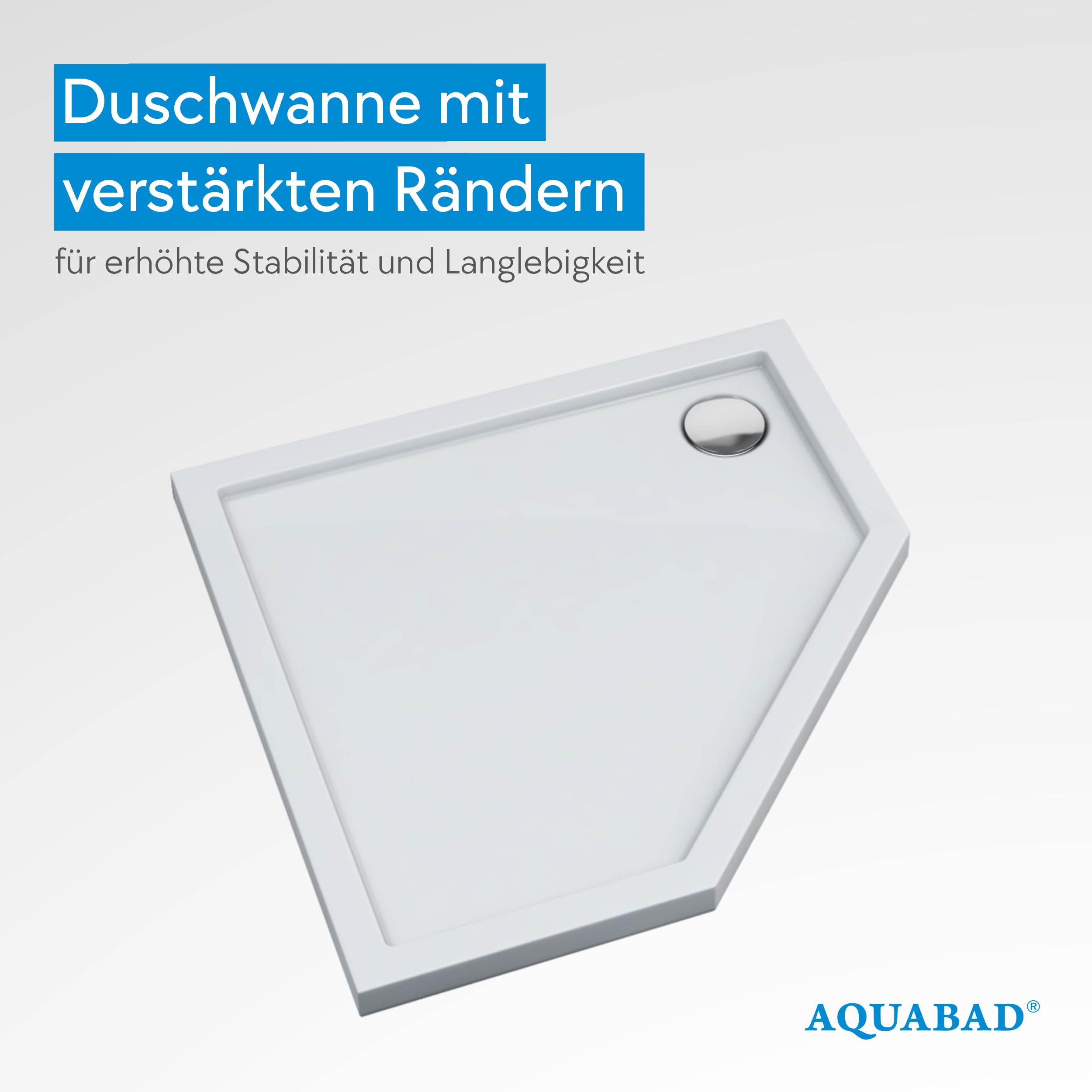 AQUABAD Duschwanne/Duschtasse | Basic Smooth White 90x90cm Fünfeck