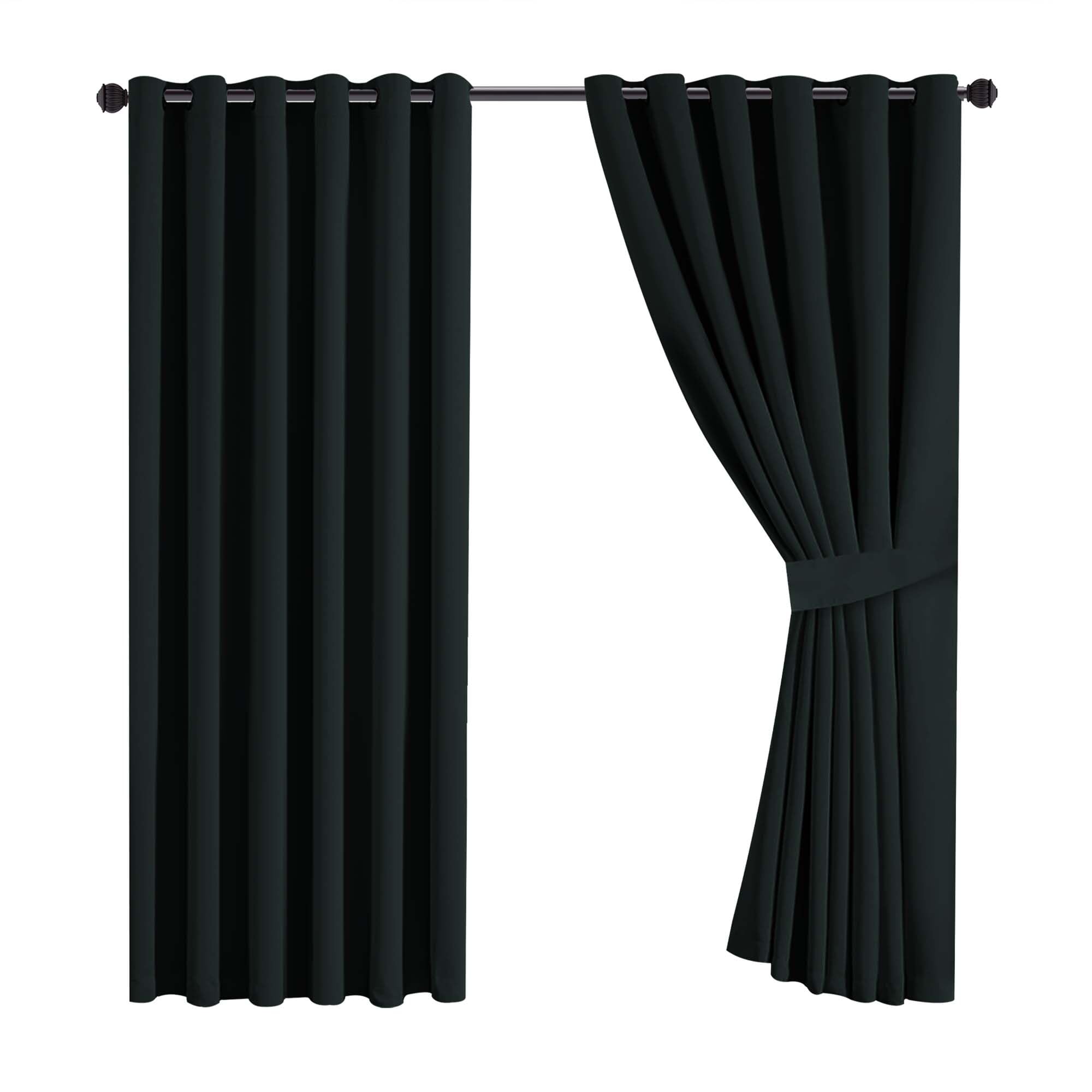 Yorkshire Bedding Blackout Curtain Ring Top Bedroom 66x72 Black Eyelet Thermal Insulated Darkening Panels + 2 Tiebacks - Image 2
